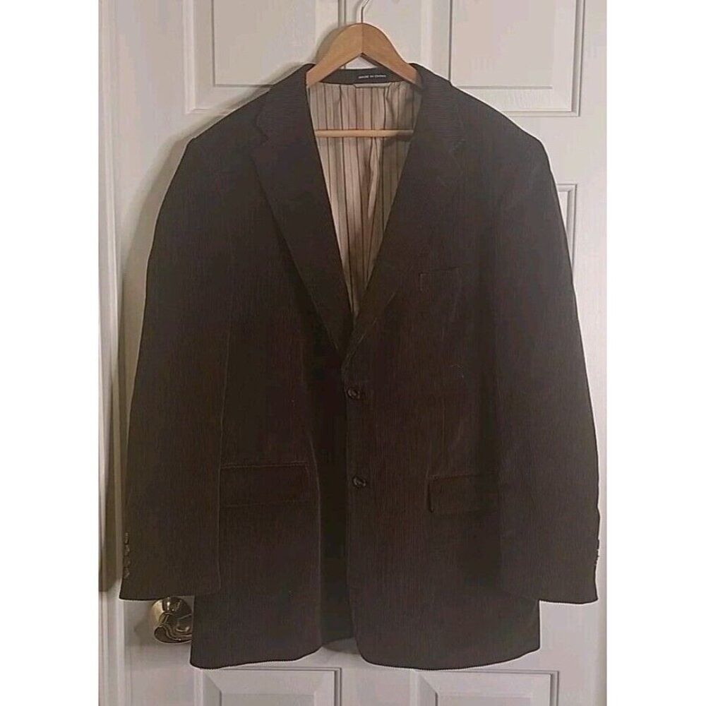 Mens Corduroy Statement‎ Brown Blazer EUC Approx 46 Academia Lined VTG Single Br